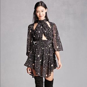 Selfie Leslie Galaxy Star Print Crisscross Romper